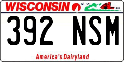 WI license plate 392NSM