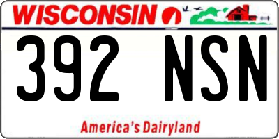 WI license plate 392NSN