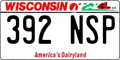 WI license plate 392NSP