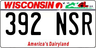 WI license plate 392NSR