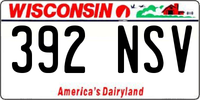 WI license plate 392NSV