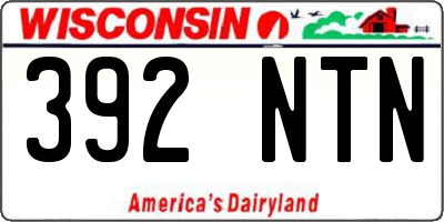 WI license plate 392NTN