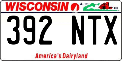 WI license plate 392NTX