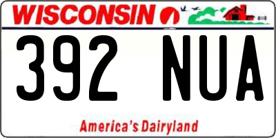 WI license plate 392NUA