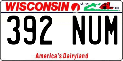 WI license plate 392NUM