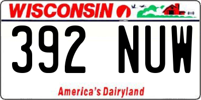 WI license plate 392NUW