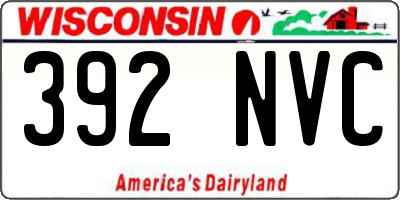WI license plate 392NVC