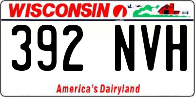 WI license plate 392NVH