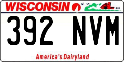 WI license plate 392NVM