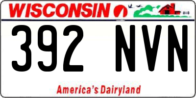 WI license plate 392NVN