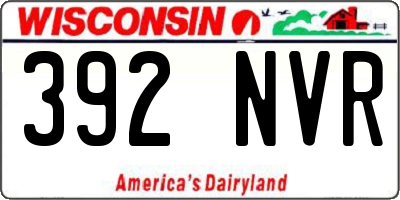 WI license plate 392NVR