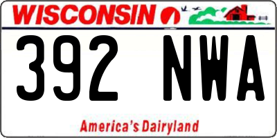 WI license plate 392NWA