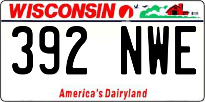 WI license plate 392NWE
