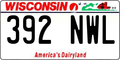 WI license plate 392NWL