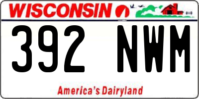 WI license plate 392NWM