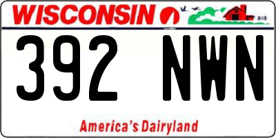WI license plate 392NWN