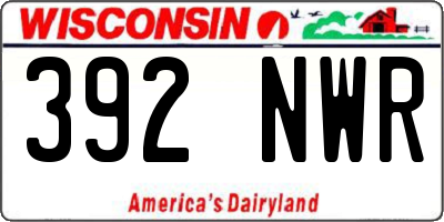 WI license plate 392NWR