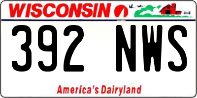 WI license plate 392NWS