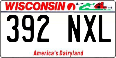 WI license plate 392NXL