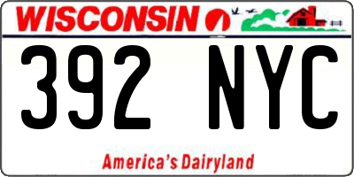 WI license plate 392NYC