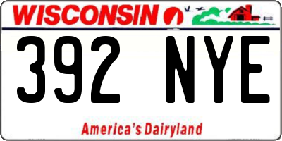 WI license plate 392NYE