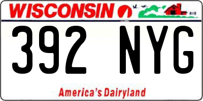 WI license plate 392NYG