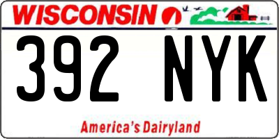 WI license plate 392NYK