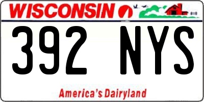 WI license plate 392NYS