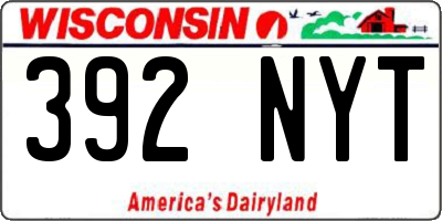 WI license plate 392NYT