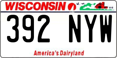WI license plate 392NYW