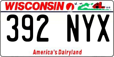 WI license plate 392NYX