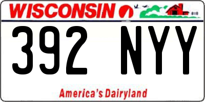 WI license plate 392NYY