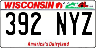 WI license plate 392NYZ