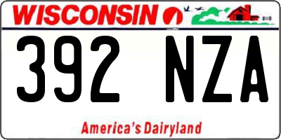 WI license plate 392NZA