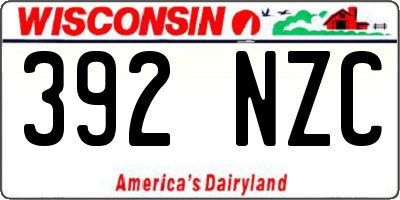 WI license plate 392NZC