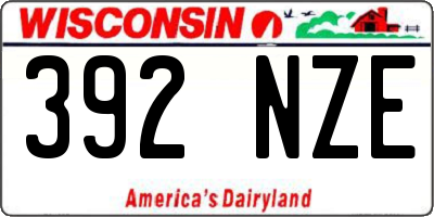 WI license plate 392NZE