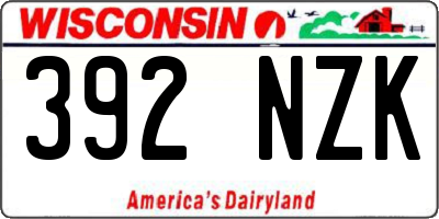 WI license plate 392NZK