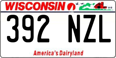 WI license plate 392NZL