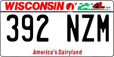 WI license plate 392NZM