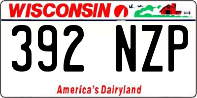WI license plate 392NZP