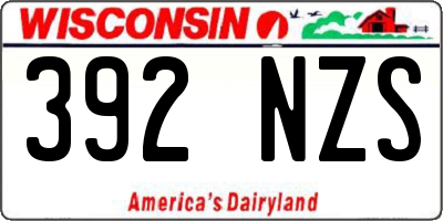 WI license plate 392NZS