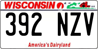 WI license plate 392NZV