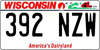 WI license plate 392NZW