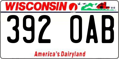 WI license plate 392OAB