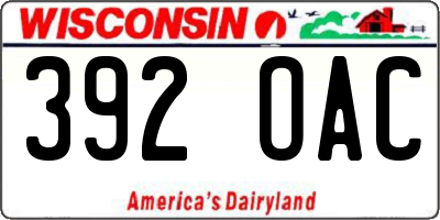 WI license plate 392OAC