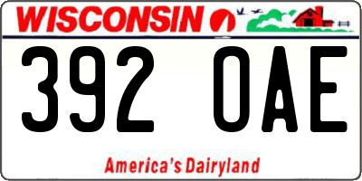 WI license plate 392OAE