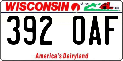 WI license plate 392OAF