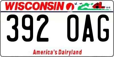 WI license plate 392OAG