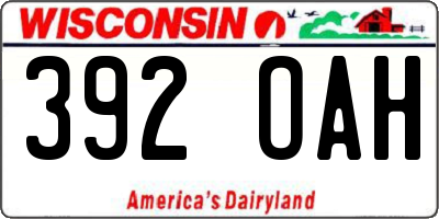 WI license plate 392OAH