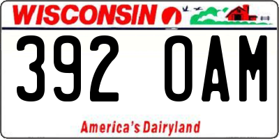 WI license plate 392OAM